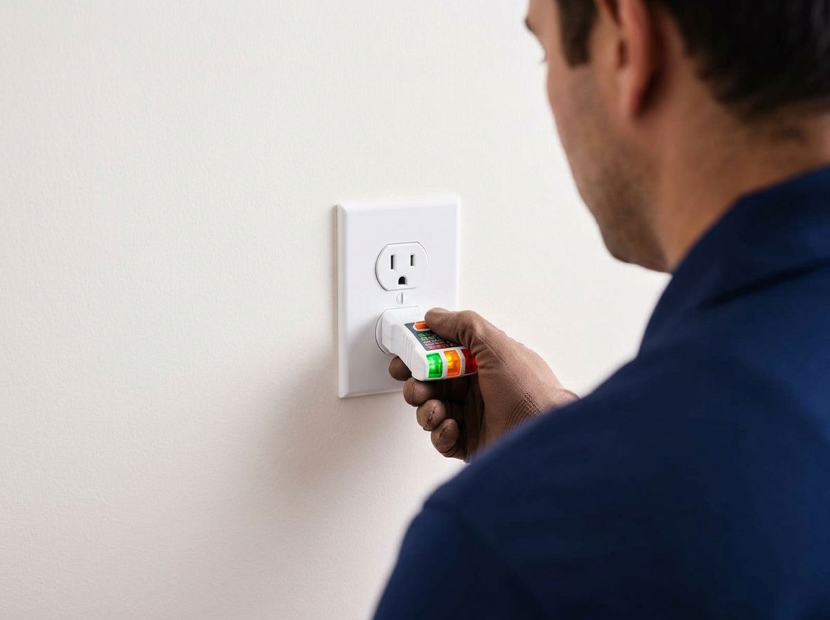 Electrician replacing a wall outlet with a screwdriver